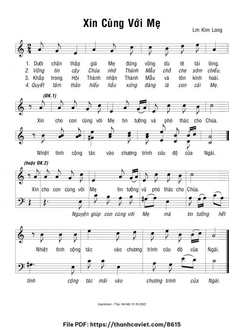 Xin cũng với Mẹ - Lm. Kim Long - trang 1