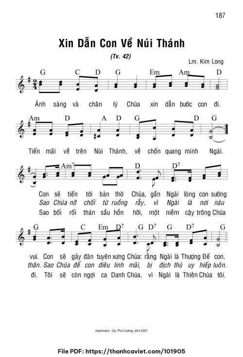 Xin dẫn con về núi thánh - Lm. Kim Long - trang 1