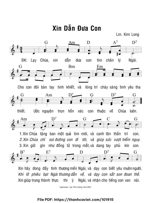 Xin dẫn đưa con - Lm. Kim Long - trang 1