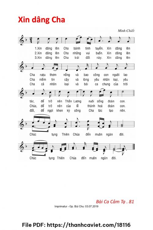 Xin dâng Cha - Lm. Minh Chiết - trang 1