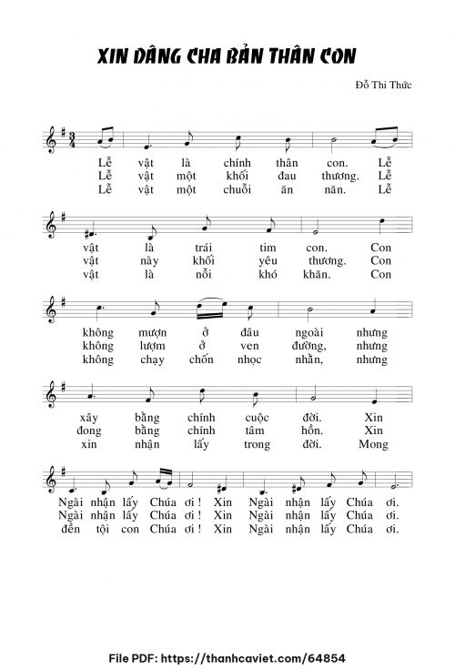 Xin dâng Cha bản thân con - Đỗ Thi Thức - trang 1