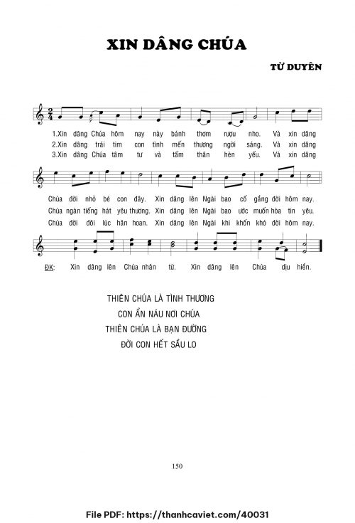 Xin dâng Chúa - Lm. Từ Duyên - trang 1