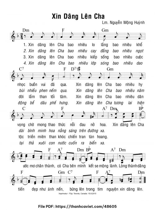 Xin dâng lên Cha - Lm. Nguyễn Mộng Huỳnh - trang 1