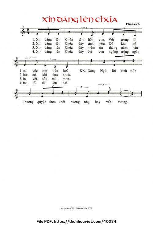 Xin dâng lên Chúa - Phanxicô - trang 1