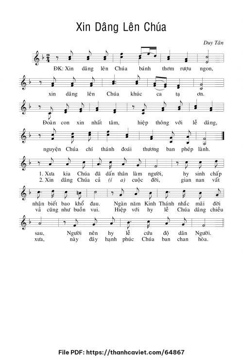 Xin dâng lên Chúa - Duy Tân - trang 1