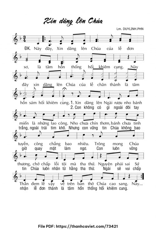 Xin dâng lên Chúa - Lm. DUYLINH.PHN - trang 1