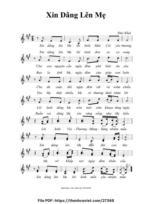 Xin dâng lên Mẹ - Đức Khải - trang 1