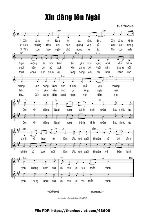 Xin dâng lên Ngài - Thế Thông - trang 1