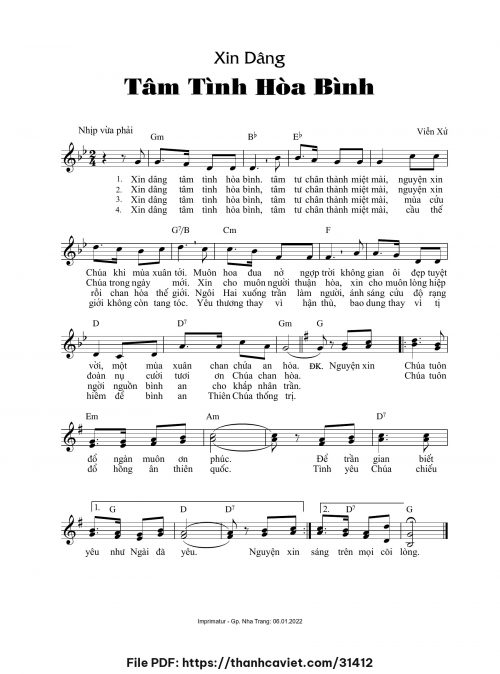 Xin dâng tâm tình hòa bình - Viễn Xứ - trang 1