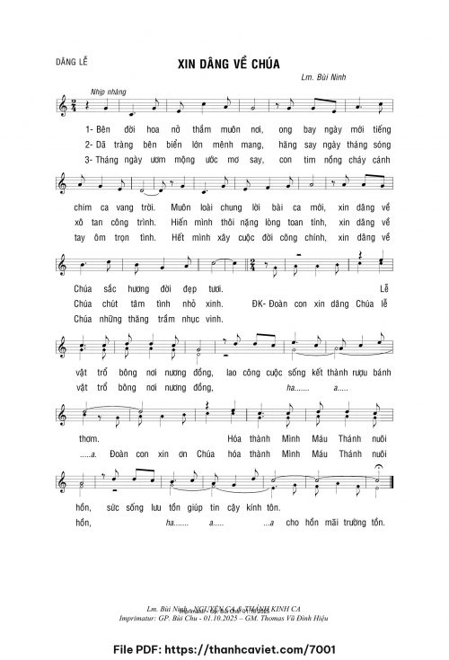 Xin dâng về chúa - Lm. Bùi Ninh - trang 1