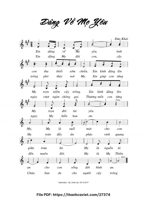 Xin dâng về Mẹ - Đức Khải - trang 1