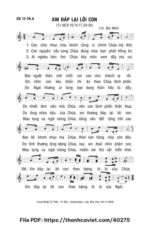 Xin đáp lại lời con - Lm. Bùi Ninh - trang 1