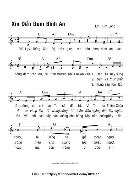 Xin đến đem bình an - Lm. Kim Long - trang 1