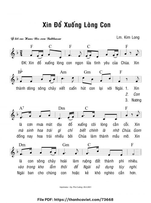 Xin đổ xuống lòng con - Lm. Kim Long - trang 1