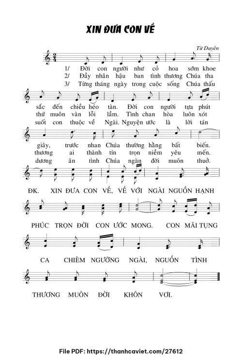 Xin đưa con về - Lm. Từ Duyên - trang 1