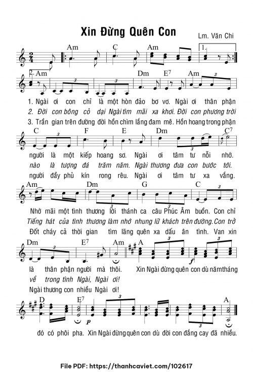 Xin đừng quên con - Lm. Văn Chi - trang 1