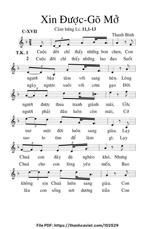Xin được gõ mở - Lm. Thanh Bình - trang 1