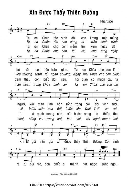 Xin được thấy thiên đường - Phanxicô - trang 1