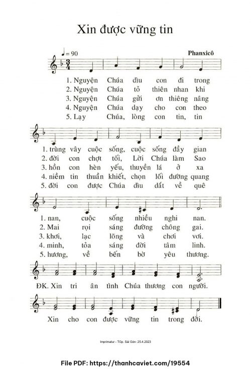 Xin được vững tin - Phanxicô - trang 1