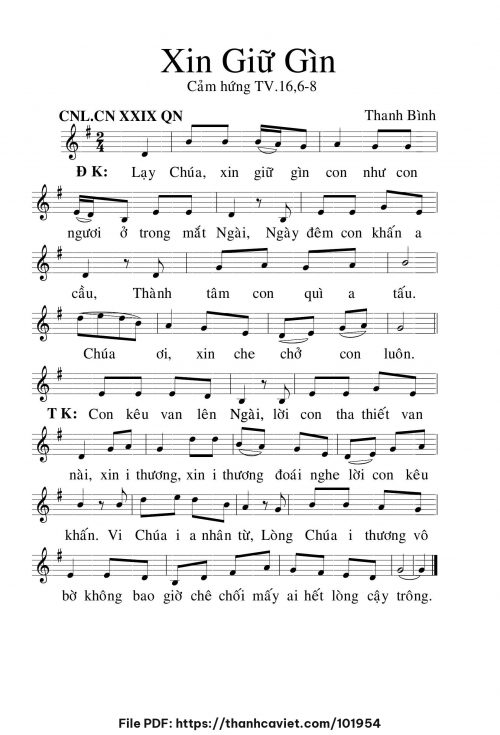Xin giữ gìn - Lm. Thanh Bình - trang 1