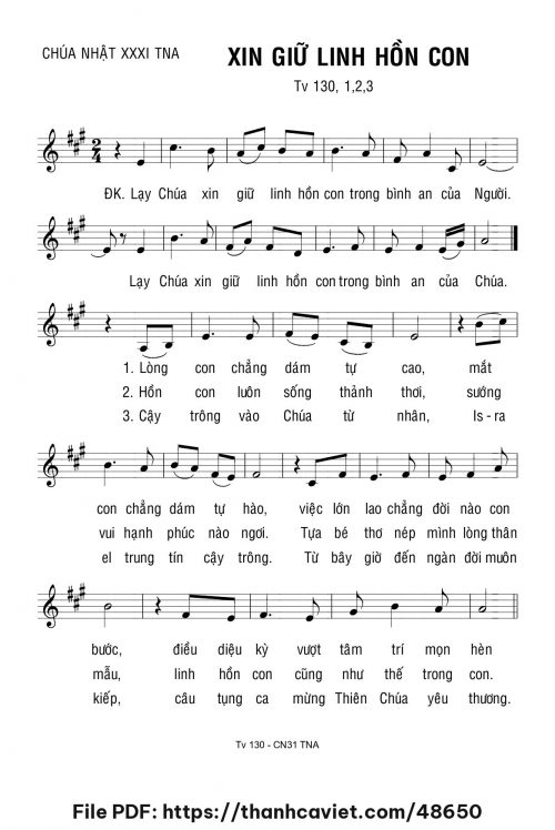 Xin giữ linh hồn con - Lm. Bạch Vân - trang 1