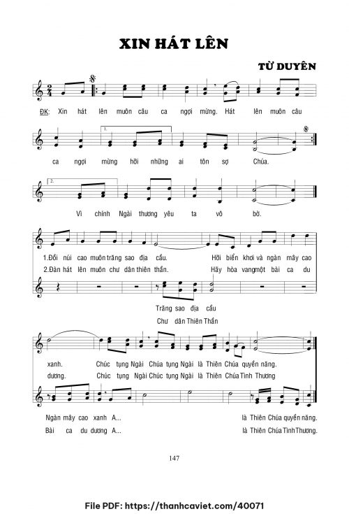 Xin hát lên - Lm. Từ Duyên - trang 1