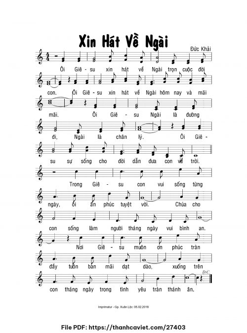 Xin hát về Ngài - Đức Khải - trang 1