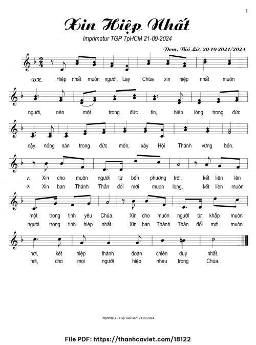 Xin hiệp nhất - Dom. Bùi Lữ - trang 1
