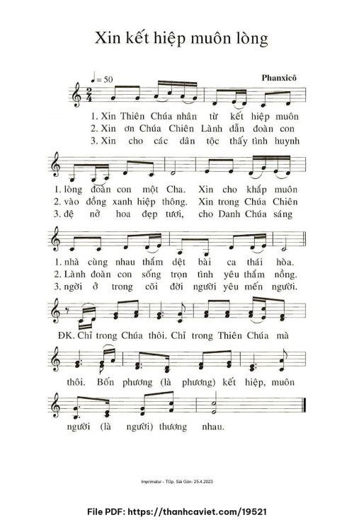 Xin kết hiệp muôn lòng - Phanxicô - trang 1