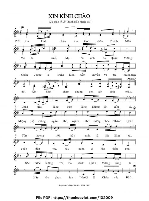 Xin kính chào - Lm. Xuân Thảo - trang 1