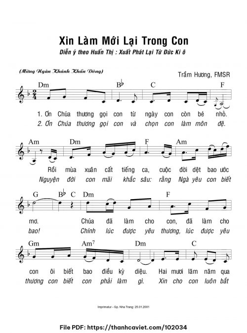 Xin làm mới lại trong con - Sr. Trầm Hương - trang 1
