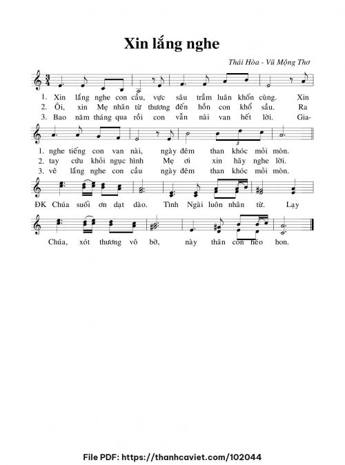 Xin lắng nghe - Thái Hòa - Lm. Vũ Mộng Thơ - trang 1