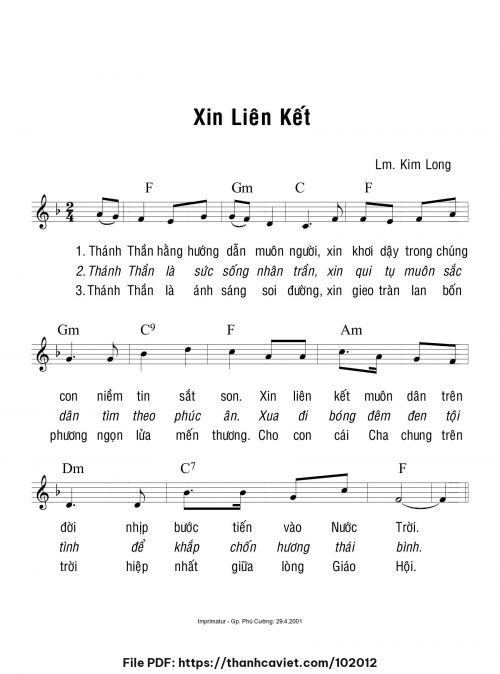 Xin liên kết - Lm. Kim Long - trang 1