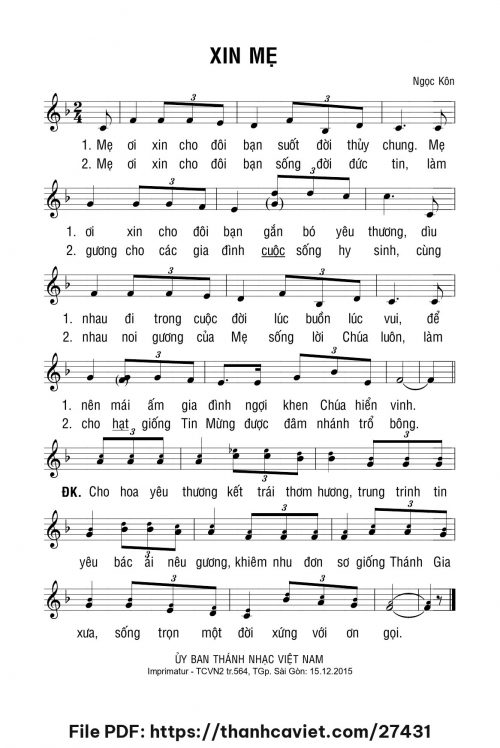 Xin Mẹ - Ngọc Kôn - trang 1