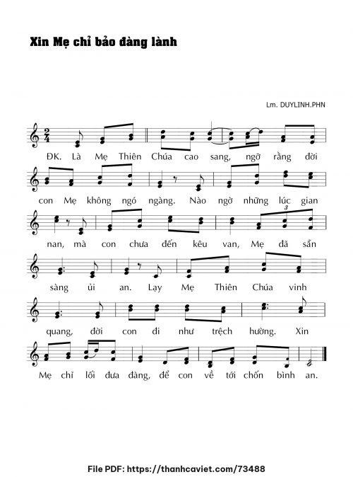 Xin Mẹ chỉ bảo đàng lành - Lm. DUYLINH.PHN - trang 1