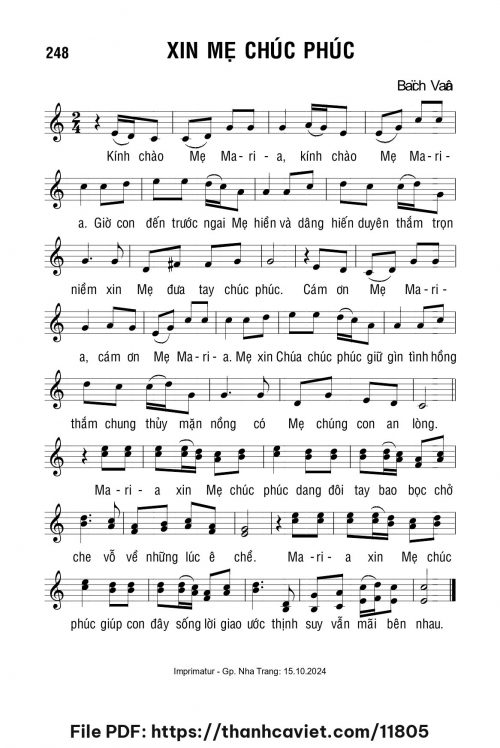 Xin Mẹ chúc phúc - Lm. Bạch Vân - trang 1