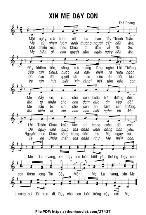Xin Mẹ dạy con - Thế Phong - trang 1