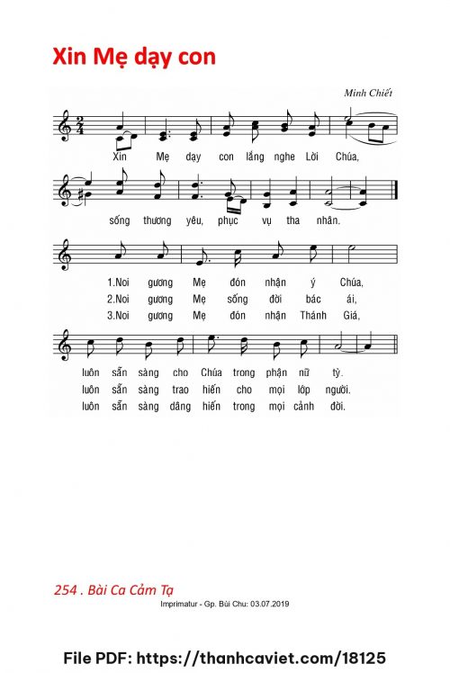 Xin Mẹ dạy con - Lm. Minh Chiết - trang 1