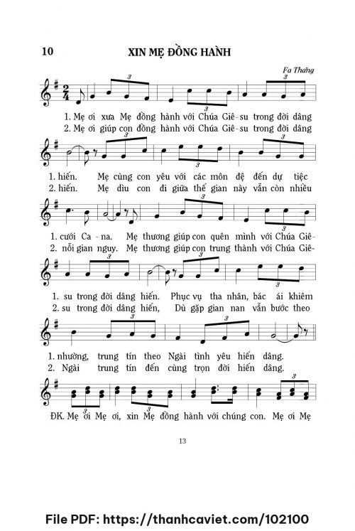 Xin Mẹ đồng hành - Lm. Fa Thăng - trang 1