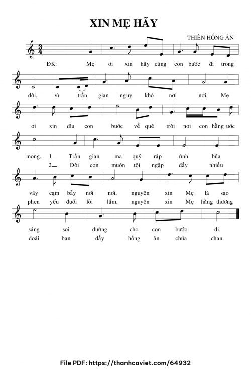Xin Mẹ hãy - Thiên Hồng Ân - trang 1