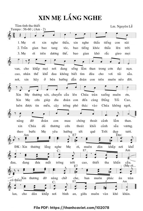 Xin Mẹ lắng nghe - Lm. Nguyên Lễ - trang 1