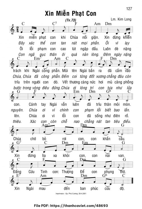 Xin miễn phạt con - Lm. Kim Long - trang 1