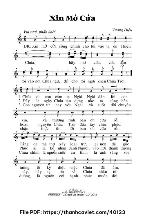 Xin mở cửa - Lm. Vương Diệu - trang 1