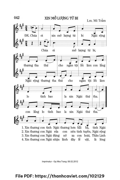 Xin mở lượng từ bi - Lm. Mi Trầm - trang 1