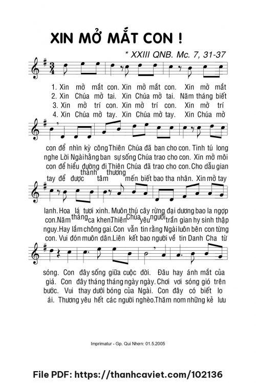 Xin mở mắt con - Lm. La Thập Tự - trang 1