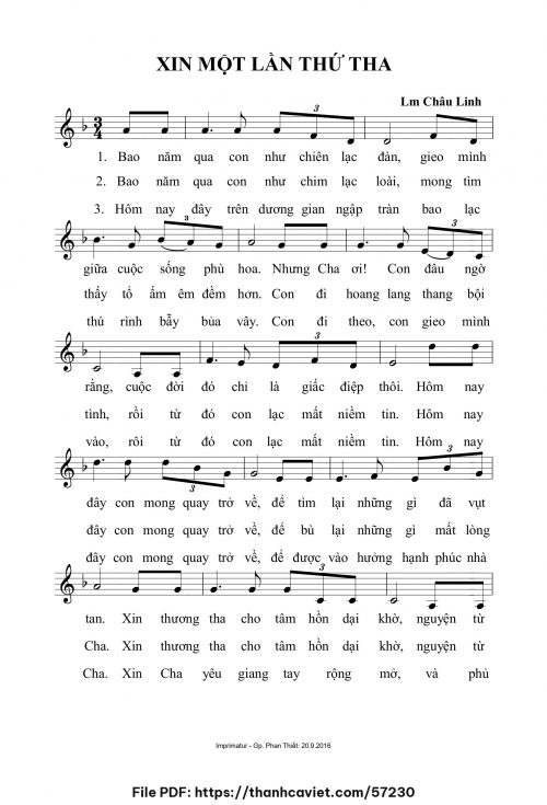 Xin một lần thứ tha - Lm. Châu Linh - trang 1