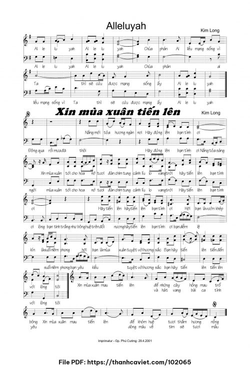 Xin mùa xuân tiến lên - Lm. Kim Long - trang 1