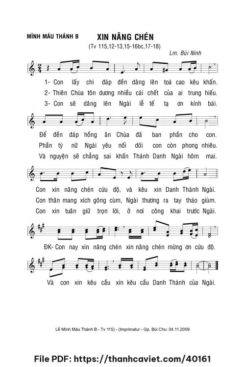 Xin nâng chén - Lm. Bùi Ninh - trang 1
