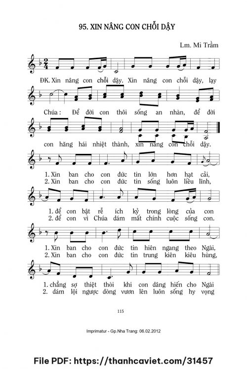 Xin nâng con chỗi dậy - Lm. Mi Trầm - trang 1