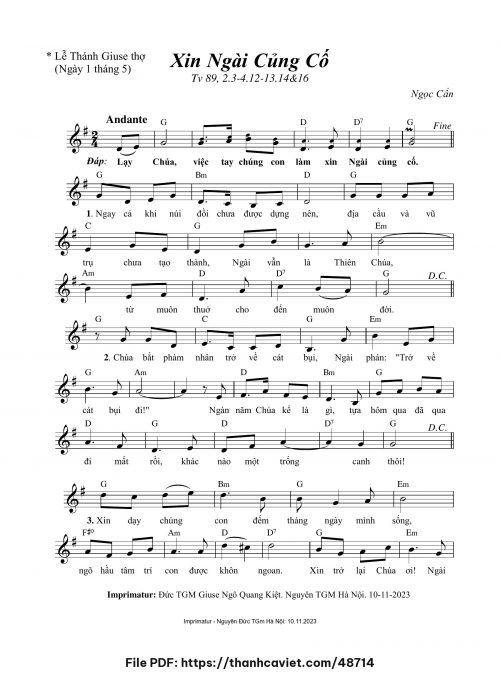 Xin Ngài củng cố - Ngọc Cẩn - trang 1